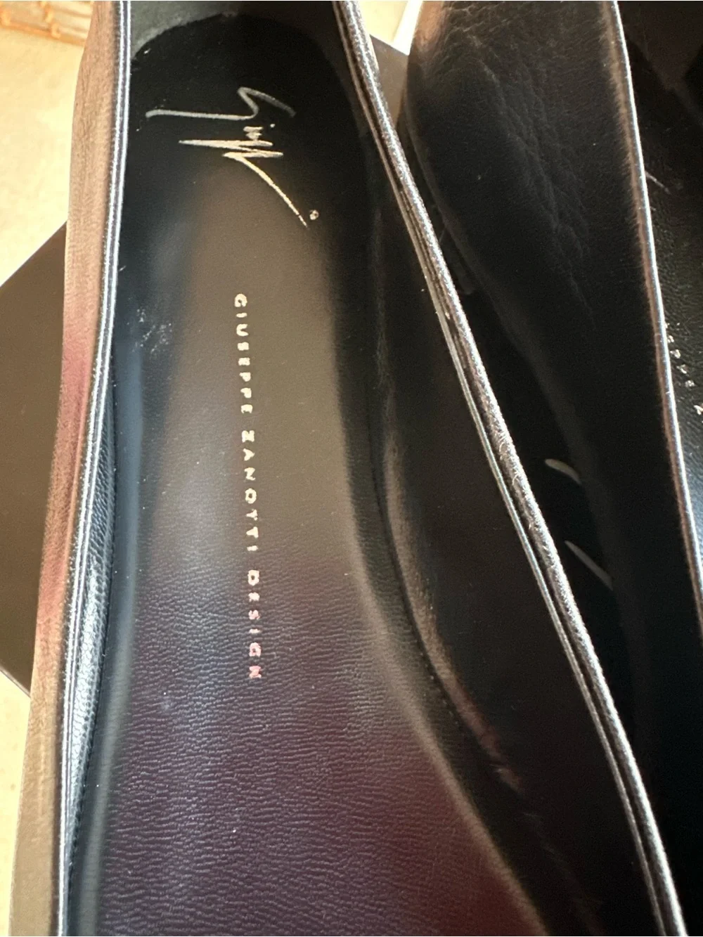 Giuseppe Zanotti Black Leather Ballet Flats with Spiral Crystal Rosette new